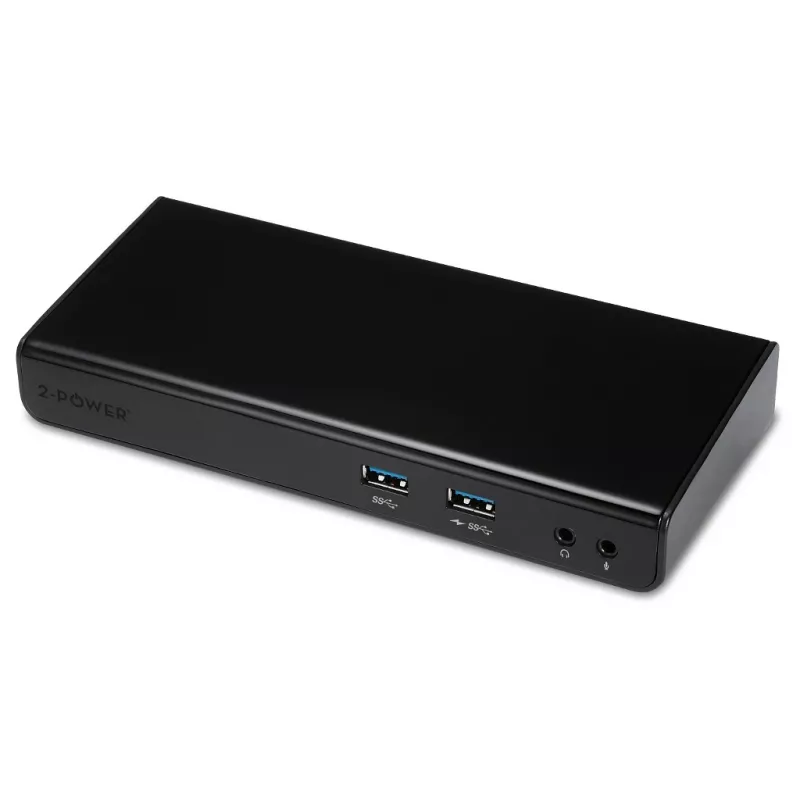 2-Power USB 3.0 Dual Display dokinimo stotelė, dokinimo, 3,5 mm, USB A tipo, USB B tipo, 10,100,1000 Mbit/s, juoda, 5 Gbit/s