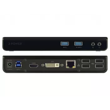 2-Power USB 3.0 Dual Display dokinimo stotelė, dokinimo, 3,5 mm, USB A tipo, USB B tipo, 10,100,1000 Mbit/s, juoda, 5 Gbit/s