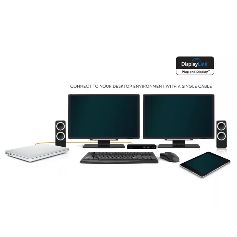 2-Power USB 3.0 Dual Display dokinimo stotelė, dokinimo, 3,5 mm, USB A tipo, USB B tipo, 10,100,1000 Mbit/s, juoda, 5 Gbit/s