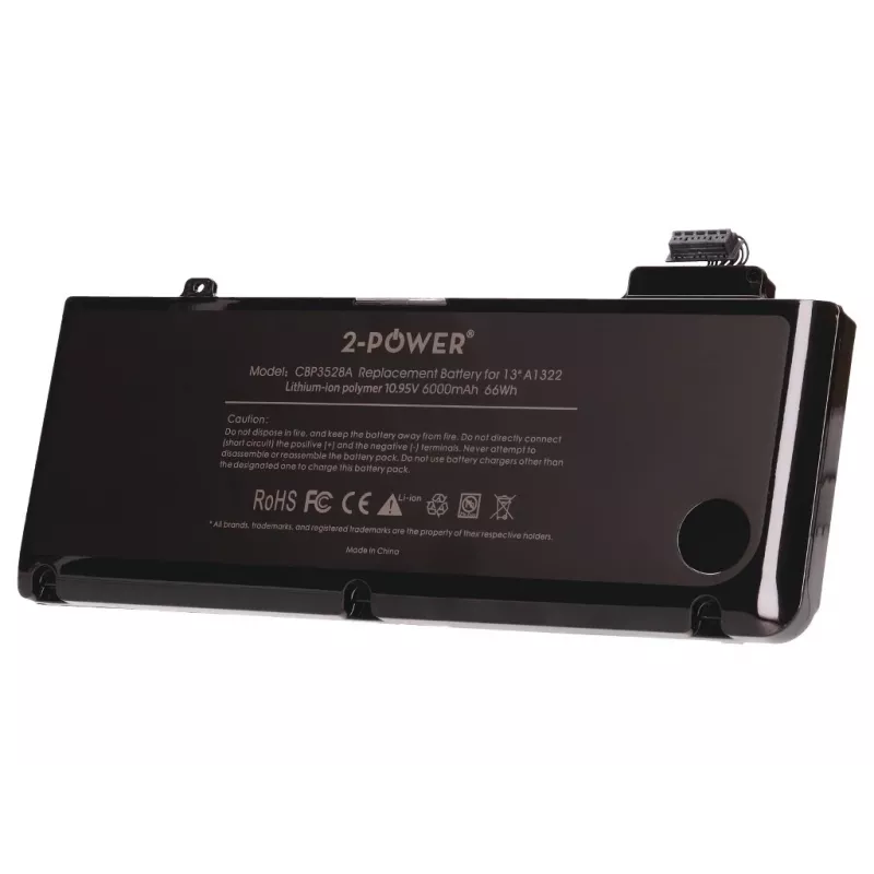 2-Power 10,95 V 6000 mAh ličio polimero nešiojamojo kompiuterio baterija, baterija, Apple MacBook Pro 13 colių A1278, 2009 m. vidurys (EMC2326)