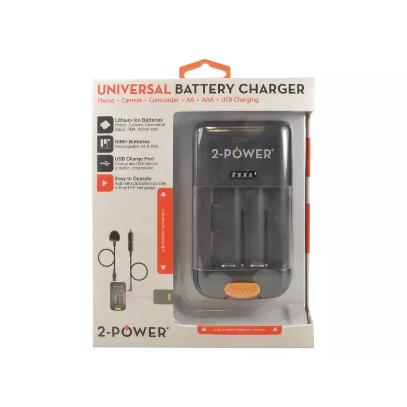 2-Power universalus kameros akumuliatorių įkroviklis – mažmeninė prekyba, ličio jonų (Li-Ion), AA, AAA, No