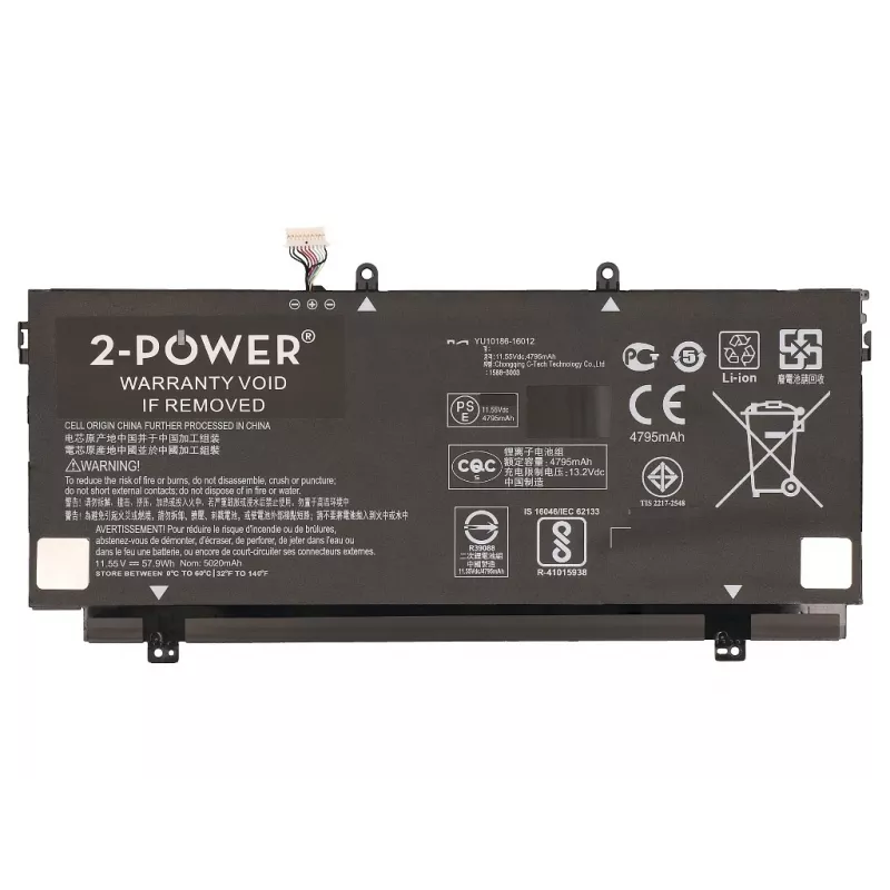 2-Power 11,55 V 5020 mAh ličio polimero nešiojamojo kompiuterio baterija, Baterija, HP Spectre x360 13-ac000