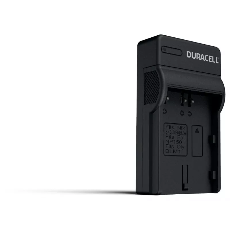 Duracell skaitmeninės kameros baterijos įkroviklis, USB, patalpų baterijų įkroviklis, Nikon EN-EL3e, FujiFilm NP-150, juodas, 5 V, 5 V