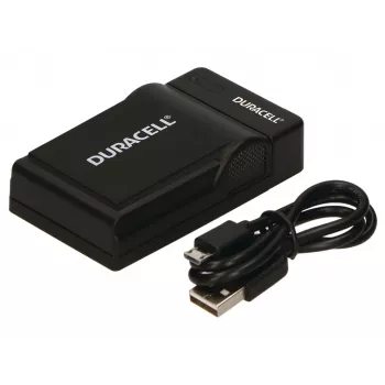 Duracell skaitmeninio fotoaparato akumuliatoriaus įkroviklis, USB, patalpų akumuliatoriaus įkroviklis, Panasonic CGA-S005, S007, S008, juodas, 5 V, 5 V
