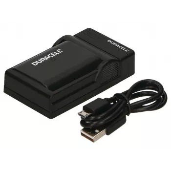 „Duracell“ skaitmeninio fotoaparato baterijų įkroviklis, USB, vidaus baterijų įkroviklis, Panasonic DMW-BLF19, juodas, 5 V, 5 V