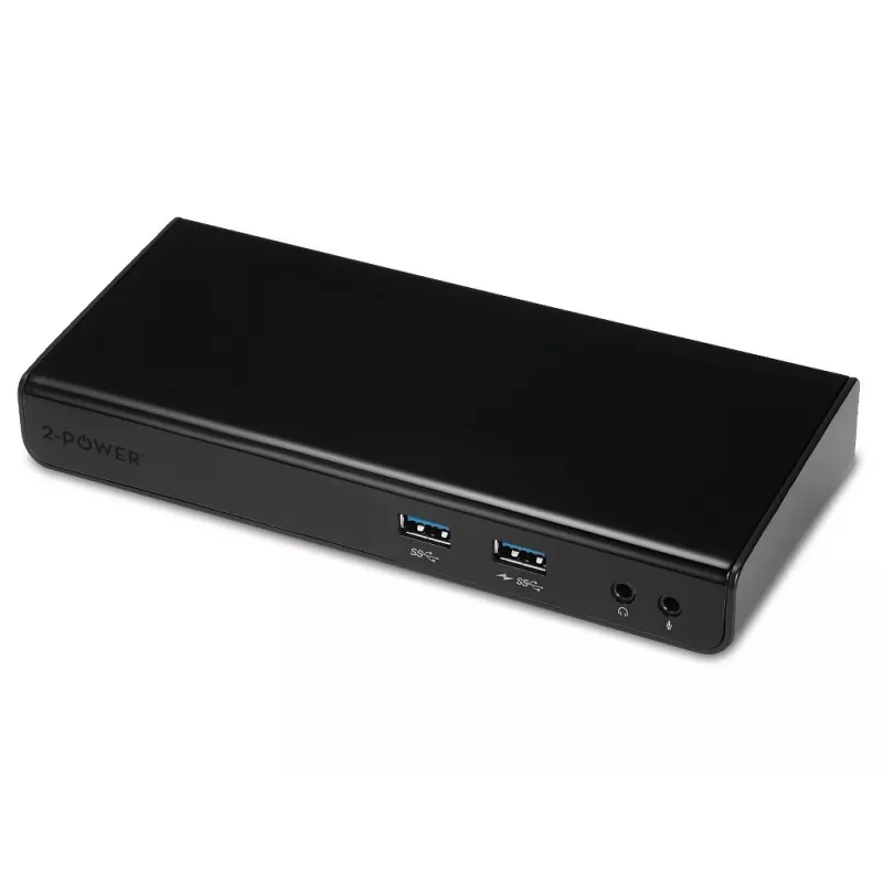 2-Power DOC0110A nešiojamojo kompiuterio dokas / prievadų daugintuvas, laidinis, USB 3.2 Gen 1 (3.1 Gen 1) Type-B, juodas