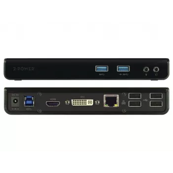 2-Power DOC0110A nešiojamojo kompiuterio dokas / prievadų daugintuvas, laidinis, USB 3.2 Gen 1 (3.1 Gen 1) Type-B, juodas