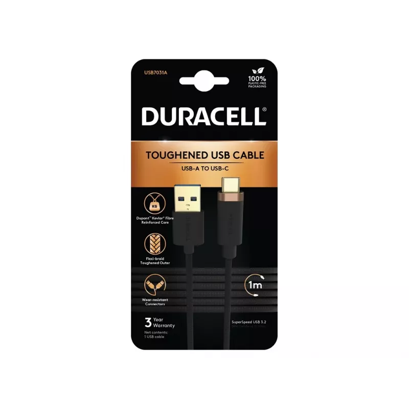 Duracell USB7031A maitinimo kabelis juodas