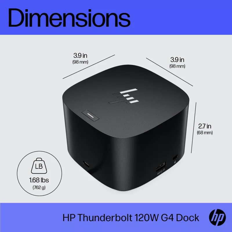 HP Thunderbolt Dock 120W G4, laidinis, Thunderbolt 4, juodas, Kensington, Kinija, Tailandas, Taivanas, verslo