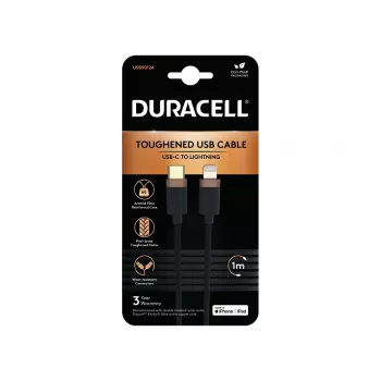 Duracell USB9012A lightning laidas 1 m Juoda