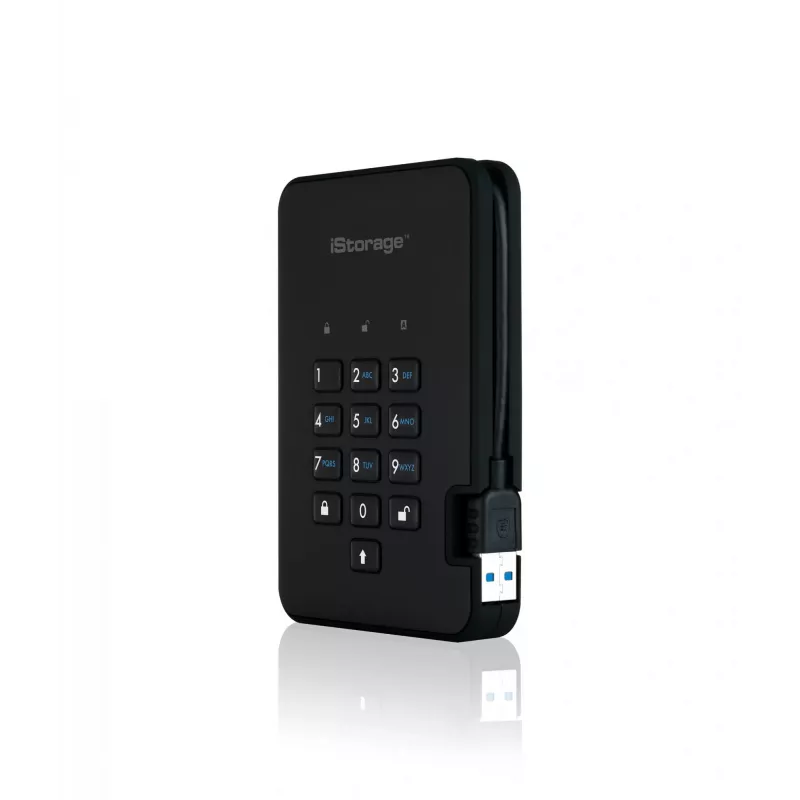 iStorage diskAshur² HDD 4TB juodas | Saugus nešiojamasis kietasis diskas | AES-XTS 256 bitų aparatinė šifravimas | Apsaugotas PIN kodu | OS ir platformos nepriklausomas | Atitinka TAA | Apsauga nuo brutalių atakų | Atsparus dulkėms/vandeniui