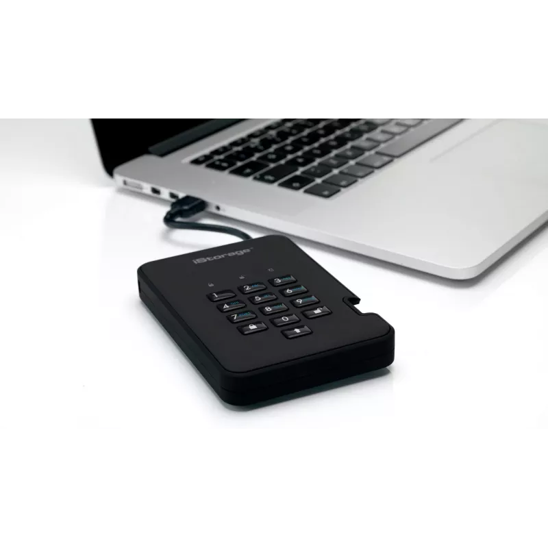 iStorage diskAshur² HDD 4TB juodas | Saugus nešiojamasis kietasis diskas | AES-XTS 256 bitų aparatinė šifravimas | Apsaugotas PIN kodu | OS ir platformos nepriklausomas | Atitinka TAA | Apsauga nuo brutalių atakų | Atsparus dulkėms/vandeniui