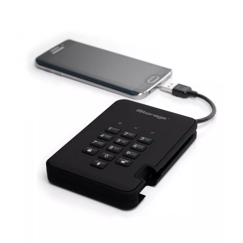iStorage diskAshur² HDD 4TB juodas | Saugus nešiojamasis kietasis diskas | AES-XTS 256 bitų aparatinė šifravimas | Apsaugotas PIN kodu | OS ir platformos nepriklausomas | Atitinka TAA | Apsauga nuo brutalių atakų | Atsparus dulkėms/vandeniui