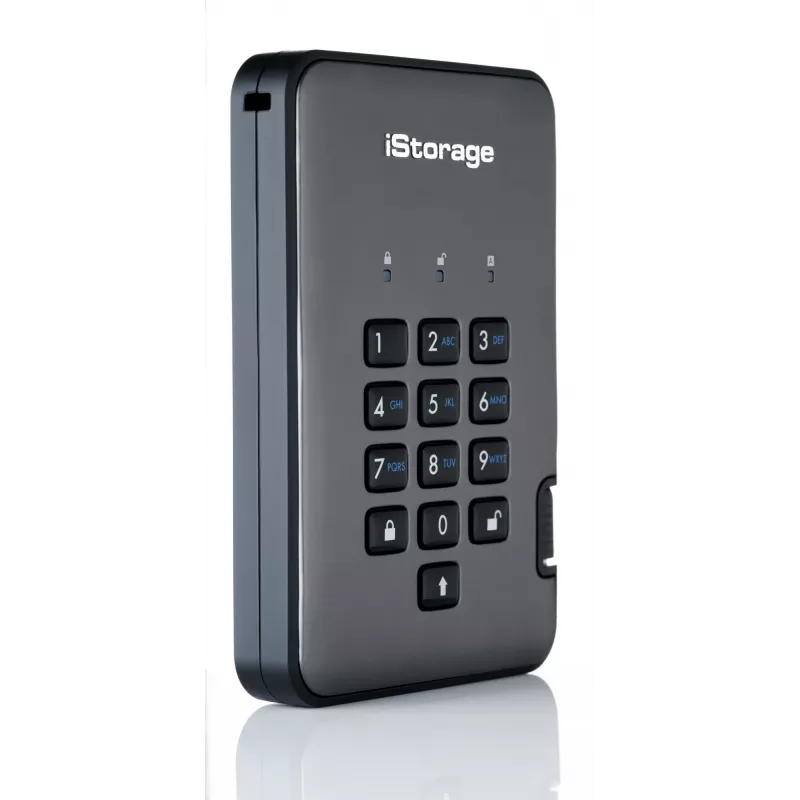 iStorage diskAshur PRO² SSD 4TB | Saugus nešiojamasis kietojo kūno diskas | FIPS 140-2 2 lygis, NCSC CPA, NLNCSA BSPA ir NATO riboto naudojimo | AES-XTS 256 bitų techninė šifravimo įranga | Apsaugotas PIN kodu | Nepriklausomas nuo OS ir platformos | Atitinka BDAR, TAA | Apsauga nuo brutalios jėgos atakų | Atsparus dulkėms ir vandeniui