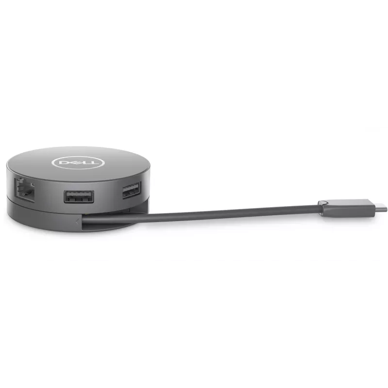 DELL 6-viename USB-C daugiafunkcis adapteris - DA305, laidinis, USB 3.2 Gen 2 (3.1 Gen 2) Type-C, 10,100,1000 Mbit/s, sidabrinis, 3840 x 2160 pikselių, Dell