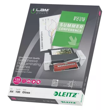 Leitz iLAM lipnios laminavimo plėvelės A4, 125 mikronų, 100 vnt. pakuotė