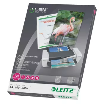 Leitz iLAM Matinės A4 laminavimo plėvelės, 125 mikronų, pakuotė po 100 vnt.