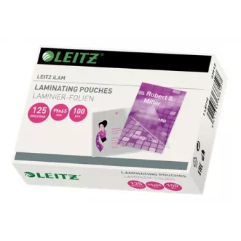 Leitz iLAM Glossy 95 x 65 mm laminavimo plėvelės, 125 mikronų, 100 vnt.