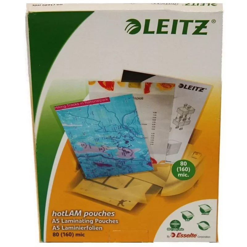 Leitz iLAM Premium Glossy A5 laminavimo plėvelės, 80 mikronų, pakuotėje 100 vnt.