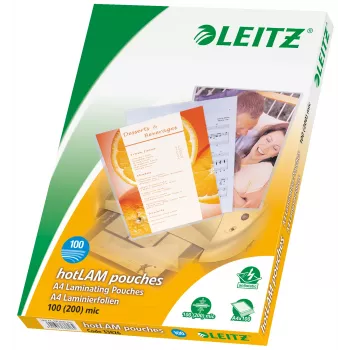 Leitz iLAM Premium blizgios A4 laminavimo plėvelės, 100 mikronų, pakuotėje 100 vnt.