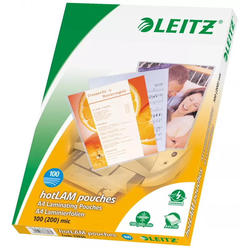 Leitz iLAM Premium blizgios A4 laminavimo plėvelės, 100 mikronų, pakuotėje 100 vnt.