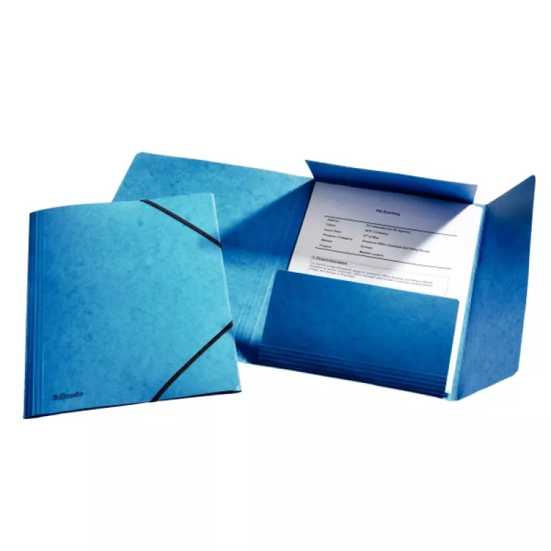 Esselte 3-Flap Folder Elastic Cardboard A4, A4, Carton, Blue, 240 mm, 318 mm