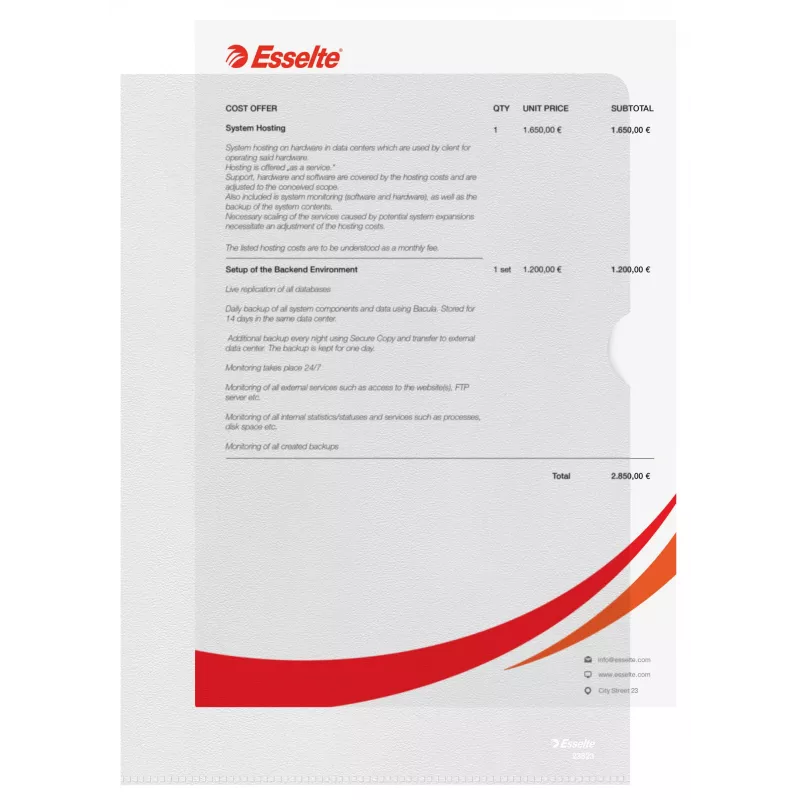 Esselte aplankas 120 my A4, A4, polivinilchloridas (PVC), permatomas, 220 mm, 307 mm, 1 mm