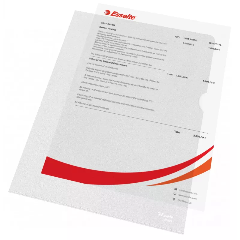 Esselte aplankas 120 my A4, A4, polivinilchloridas (PVC), permatomas, 220 mm, 307 mm, 1 mm