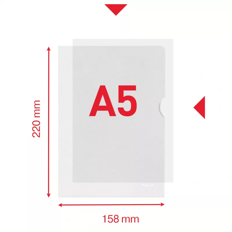 Esselte Premium A5 aplankas, Projektų aplankas, A5, Polipropilenas (PP), Skaidrus, Vertikalus, 40 lapų