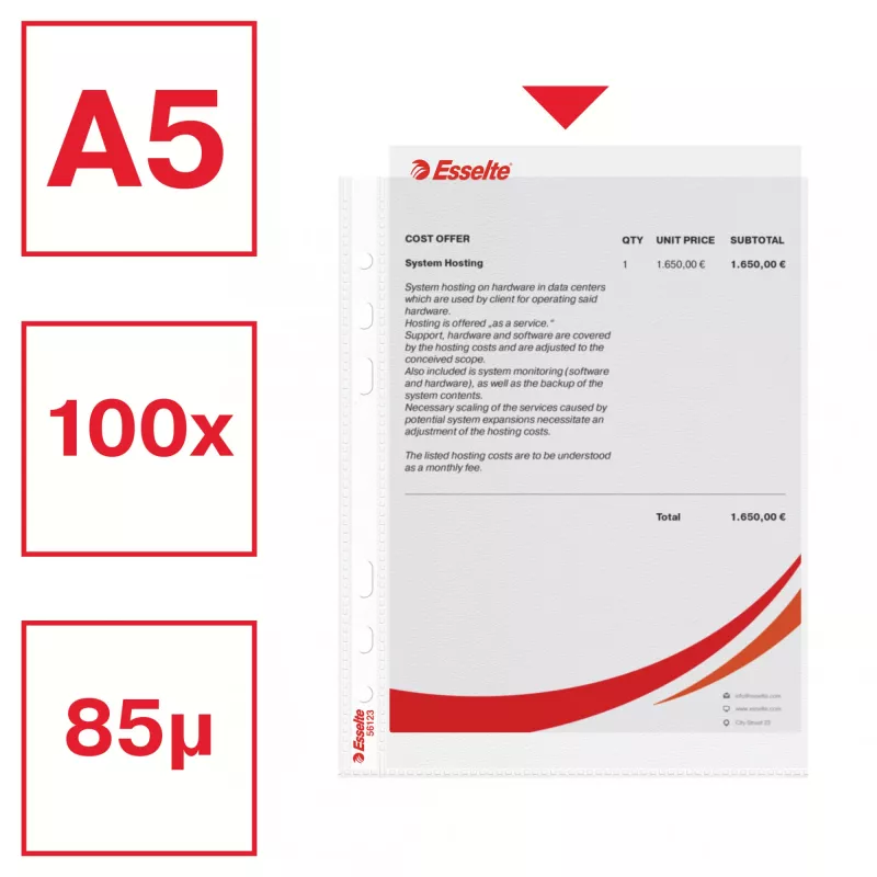 Esselte Quality Pocket A5, 30 % perdirbto plastiko iki vartojimo