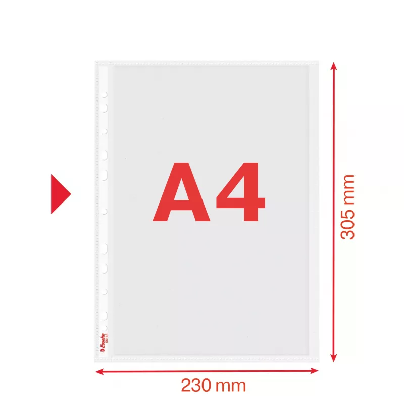Esselte Quality Pocket A4, atidaromas kairėje, 30% perdirbto plastiko prieš vartojimą