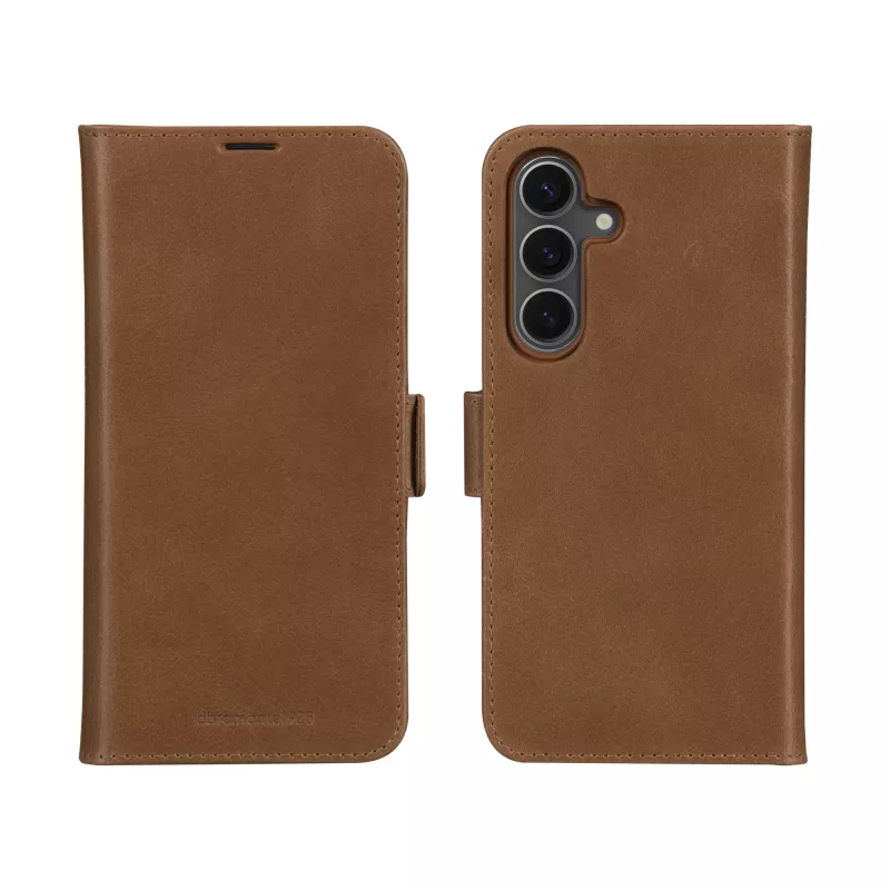 Atverčiamas dėklas dbramante1928 Lynge, skirtas Samsung Galaxy A56 5G — įdegio spalvos, 3 kortelių kišenės, tinka 17 cm (6,7 colių) ekranui
