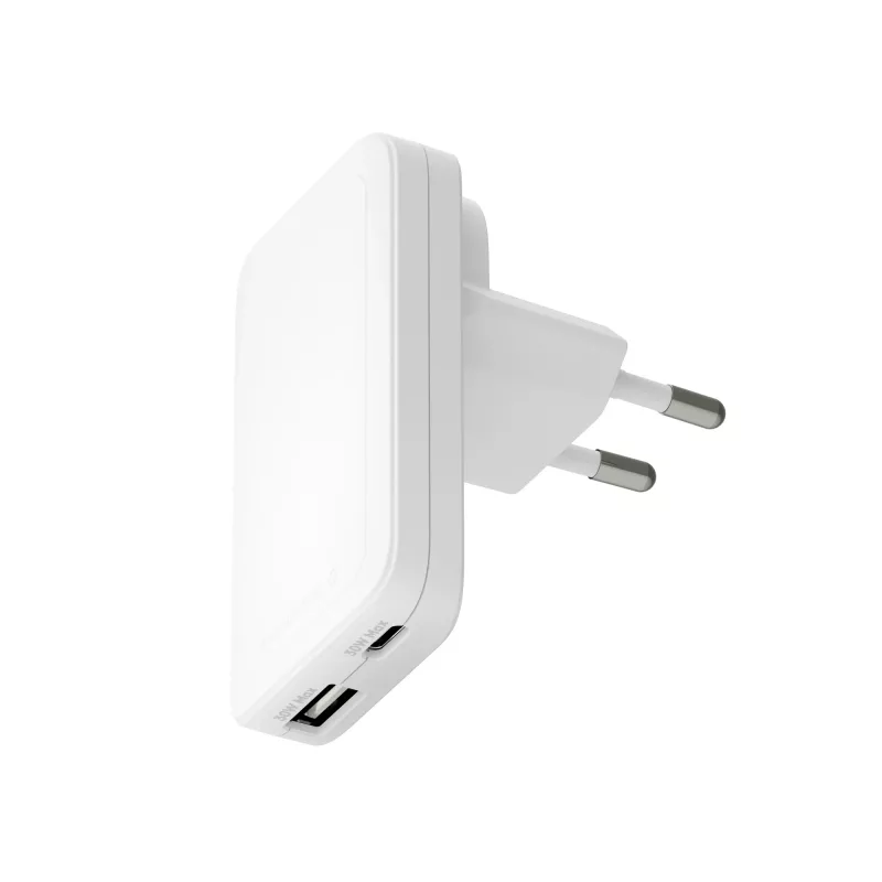 d bramante Pro EU/US plonas Charger — USB-C 30W + USB-A 30W, Indoor, White
