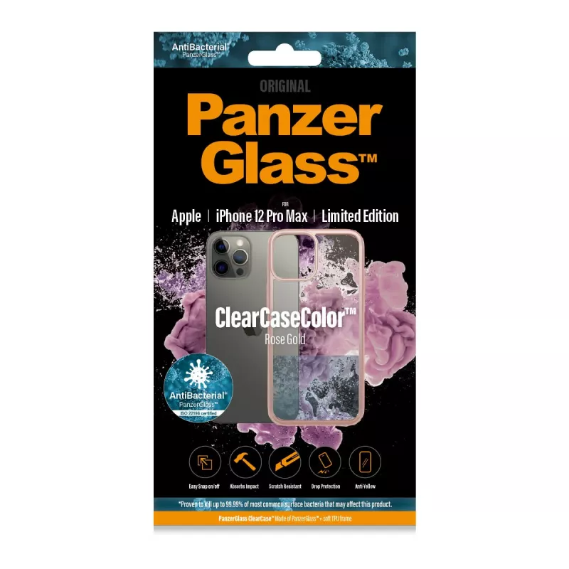 PanzerGlass ® ClearCaseColor™ iPhone 12 Pro Max - Rose Gold riboto leidimo