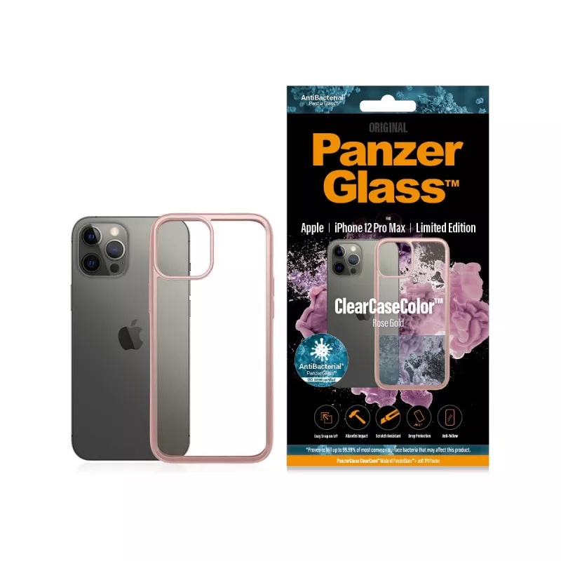PanzerGlass ® ClearCaseColor™ iPhone 12 Pro Max - Rose Gold riboto leidimo
