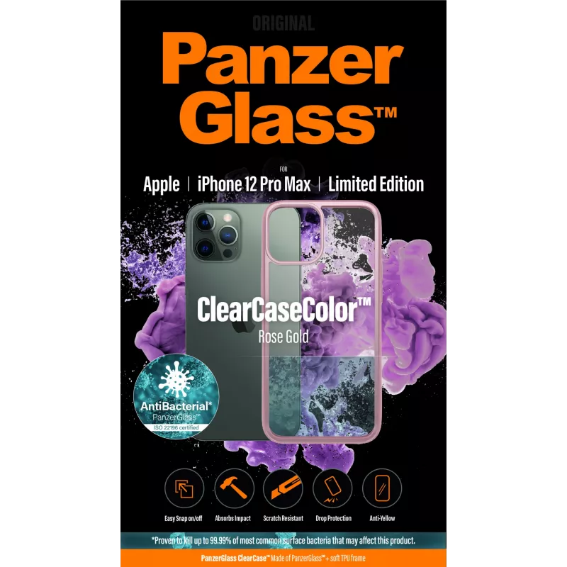 PanzerGlass ® ClearCaseColor™ iPhone 12 Pro Max - Rose Gold riboto leidimo