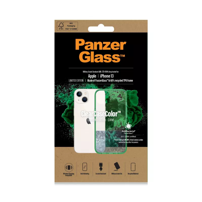 Dėklas ClearCaseColor PanzerGlass Apple iPhone 13 žaliosios citrinos spalvos 0334