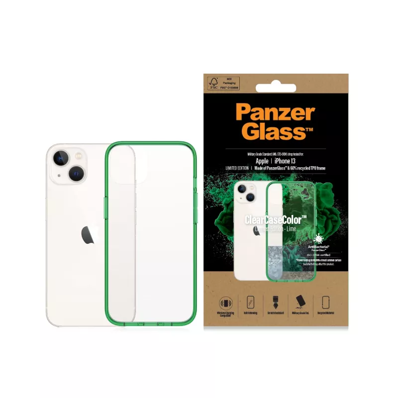 Dėklas ClearCaseColor PanzerGlass Apple iPhone 13 žaliosios citrinos spalvos 0334
