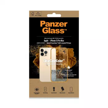 Apsauginis permatomas dėklas ClearCaseColor PanzerGlass, skirtas iPhone 13 Pro Max 6,7 colio – PET ir grūdintas stiklas, oranžinis