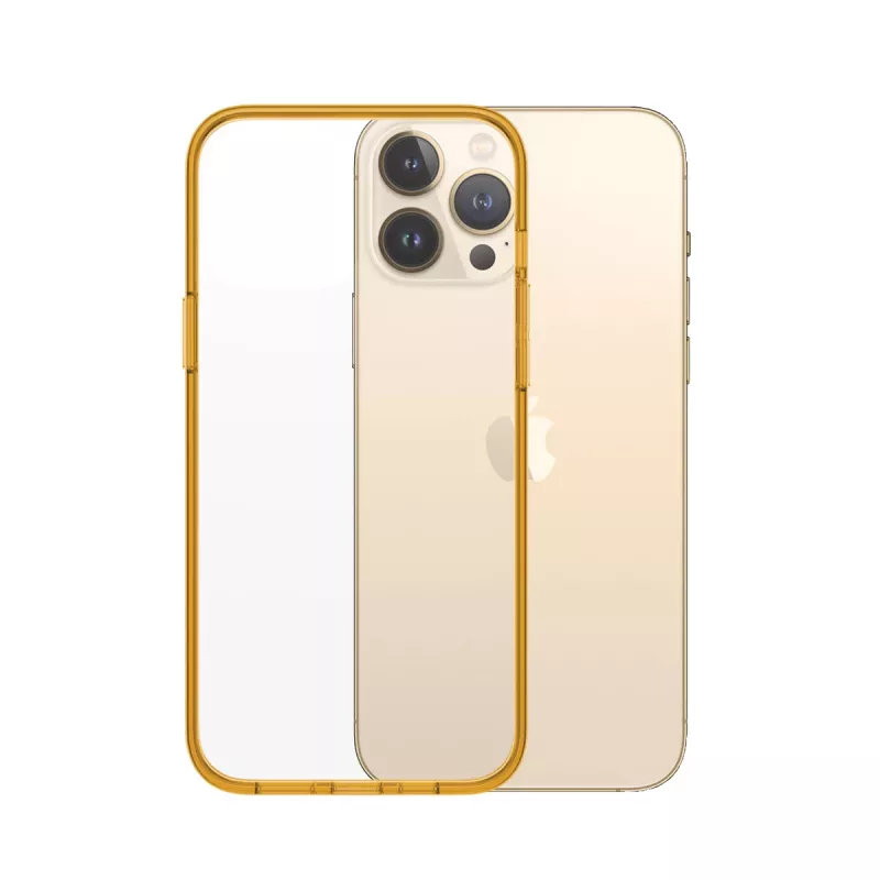 Apsauginis permatomas dėklas ClearCaseColor PanzerGlass, skirtas iPhone 13 Pro Max 6,7 colio – PET ir grūdintas stiklas, oranžinis