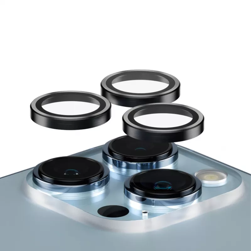PanzerGlass Hoops kameros objektyvo apsauga, skirta iPhone 13 Pro / 13 Pro Max, juoda, atspari įbrėžimams