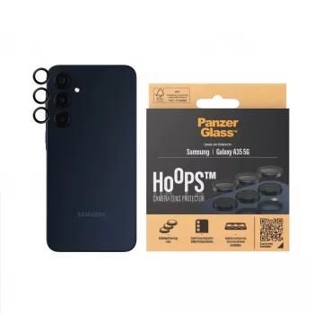 Fotoaparato objektyvo apsauga PanzerGlass Hoops Samsung Galaxy A35 5G, grūdintas stiklas, juodas rėmelis