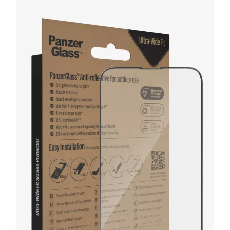 PanzerGlass ® Apsauginis ekrano stiklas su atspindžių mažinimu iPhone 14 Plus | 13 Pro Max | Itin platus pritaikymas su EasyAligner