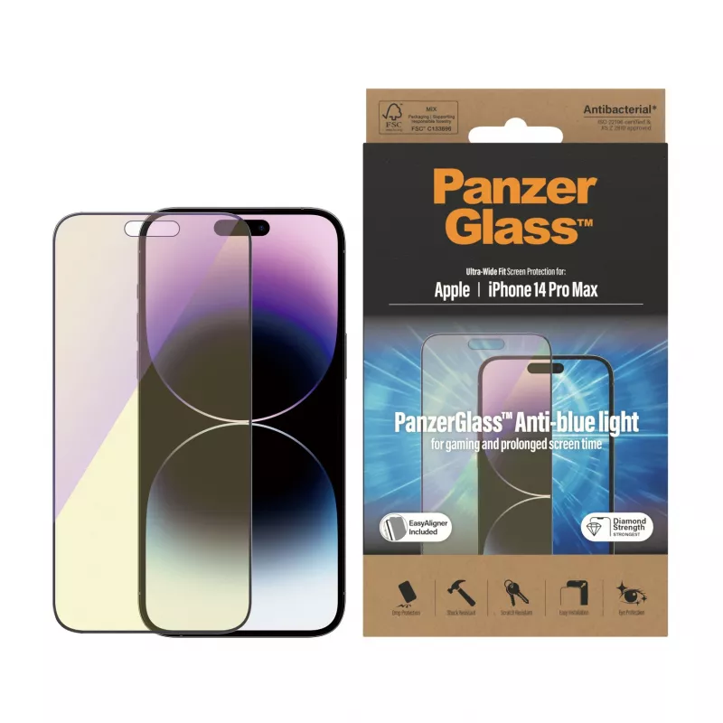 PanzerGlass ® Anti-blue light Screen Protector iPhone 14 Pro Max | Ultra-Wide Fit su EasyAligner