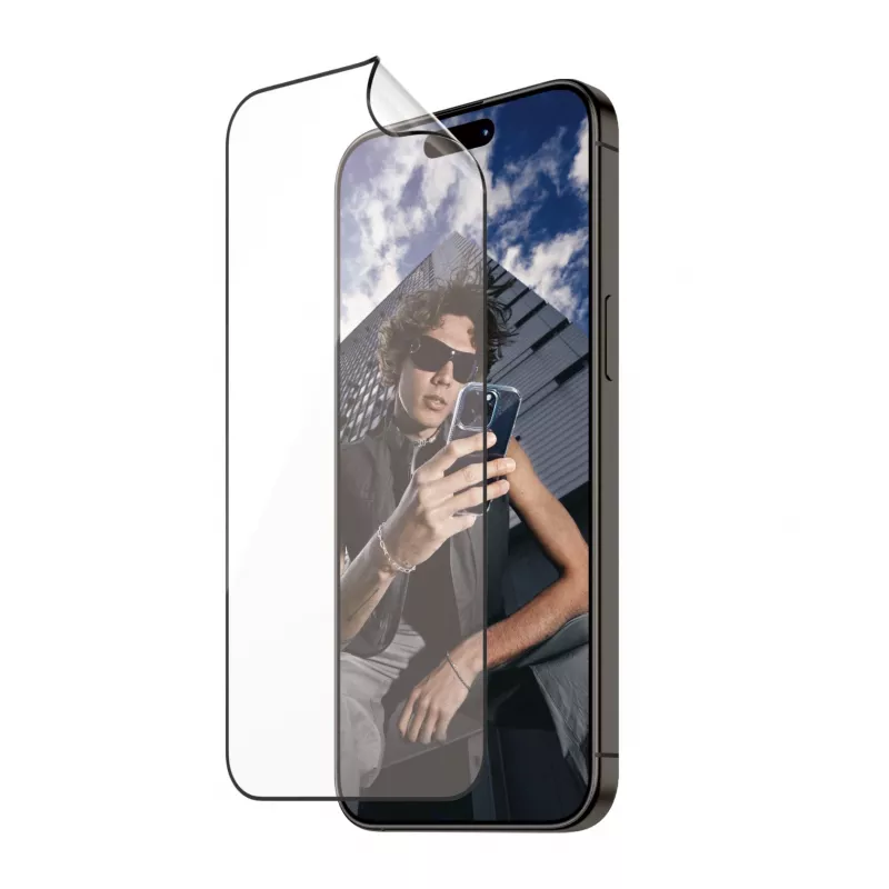 PanzerGlass ® ECO MATRIX ekrano apsauga su D3O® iPhone 15 Pro Max | Ultra-Wide Fit su išlyginimo rinkiniu