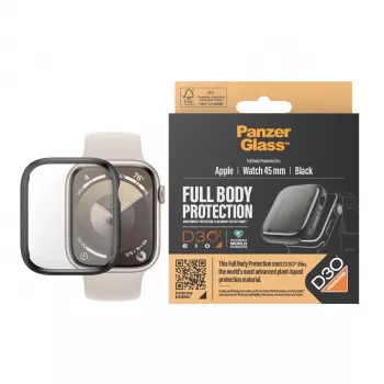 PanzerGlass ekrano apsauga visam korpusui Apple Watch Series 9 D3O 45mm juoda