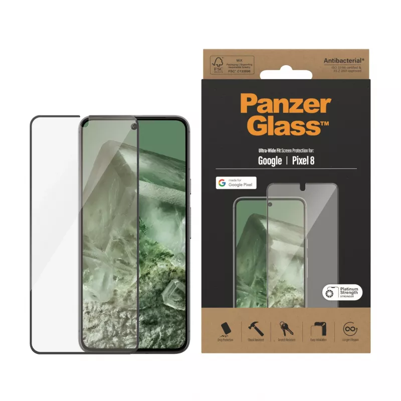 PanzerGlass® ekrano apsauga Google Pixel 8 | Ultra-Wide Fit