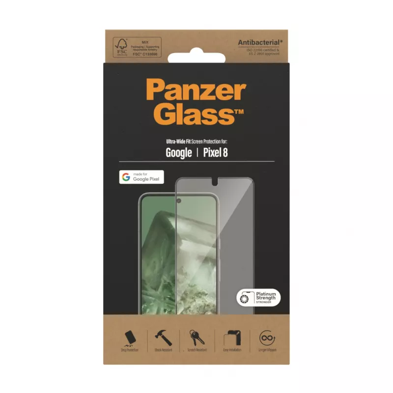 PanzerGlass® ekrano apsauga Google Pixel 8 | Ultra-Wide Fit