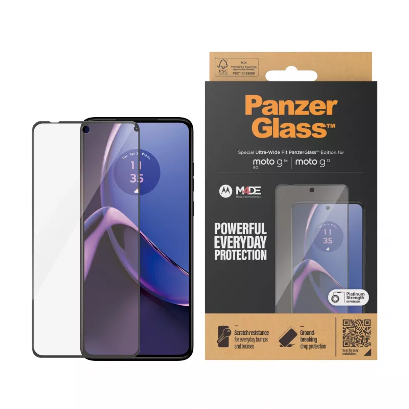 PanzerGlass ® Stiklo Apsauga Motorola moto g84 | g72 | Ultra-Wide Fit
