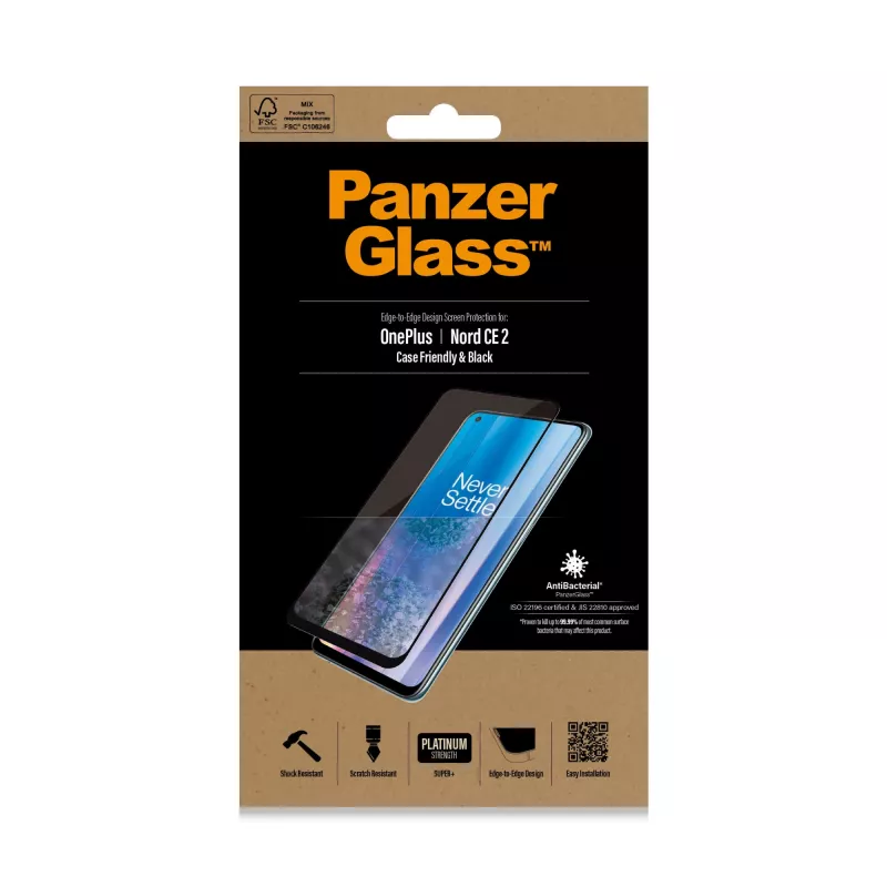 Ekrano apsauga PanzerGlass OnePlus Nord 2 CE Scratch Shock Anti-bacterial